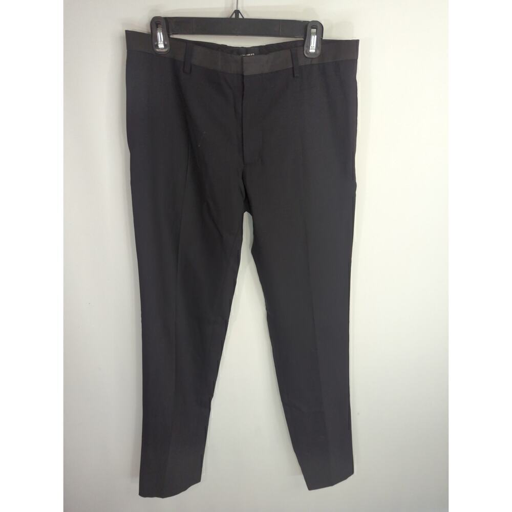 The Kooples Men's Solid Wool Mid Rise Straight‎ Casual Dress Pants Black Size 48